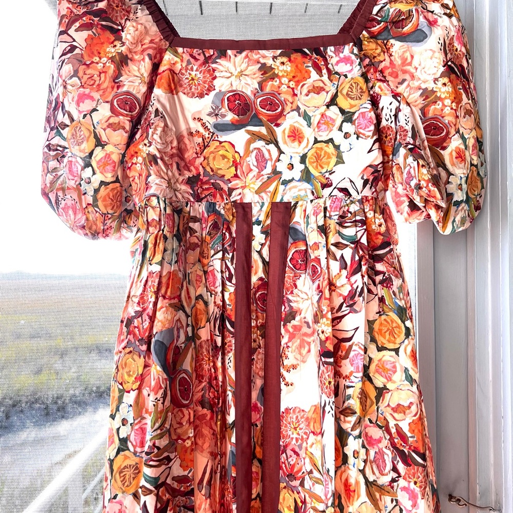 NWT In Loom Floral Puff Sleeve Maxi Dress | Boho Cottagecore Vacation Dress - Picture 7 of 12